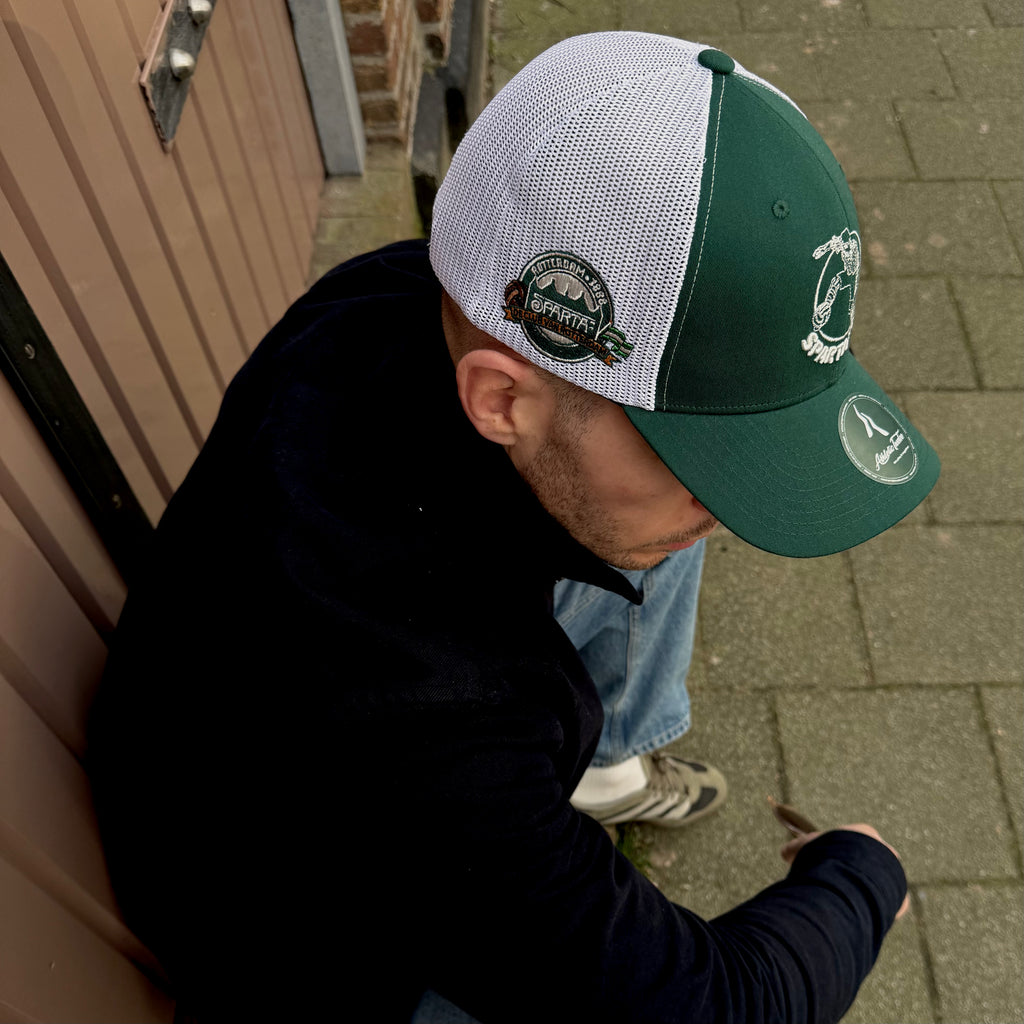 Sparta Rotterdam x Athletic Twelve trucker cap green white - worn lifestyle