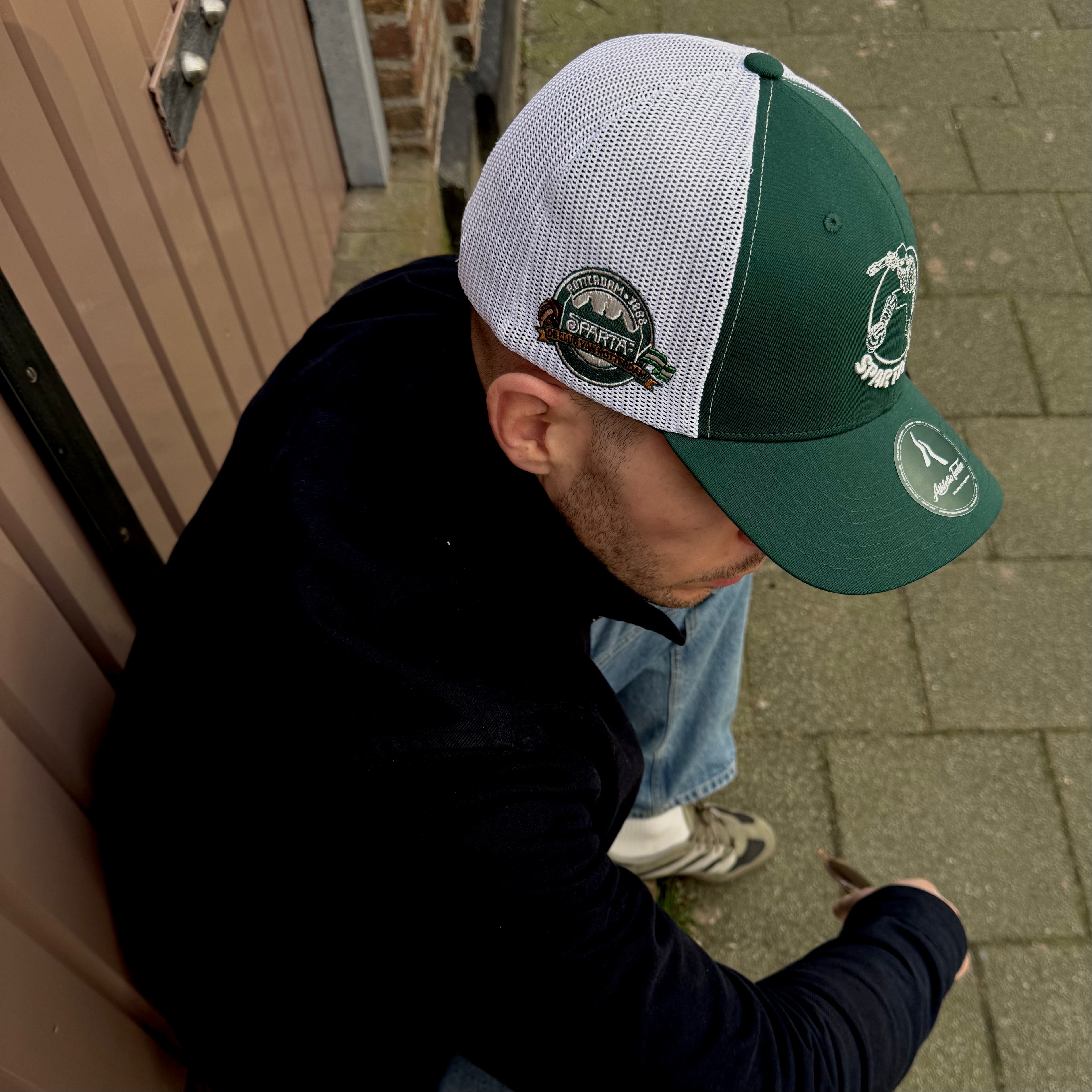Sparta Rotterdam x Athletic Twelve trucker cap green white - worn lifestyle