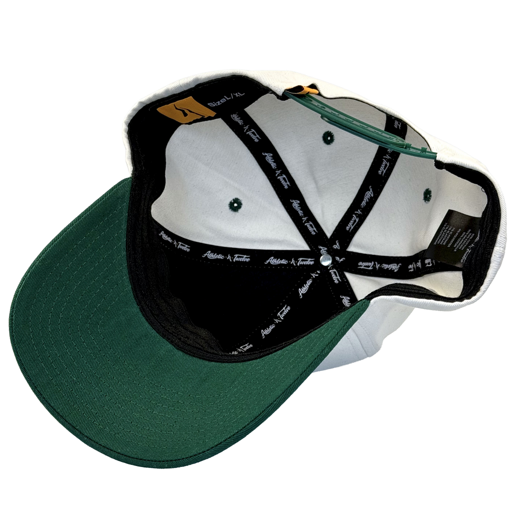 Athletic Twelve baseball cap · Off-white & green
