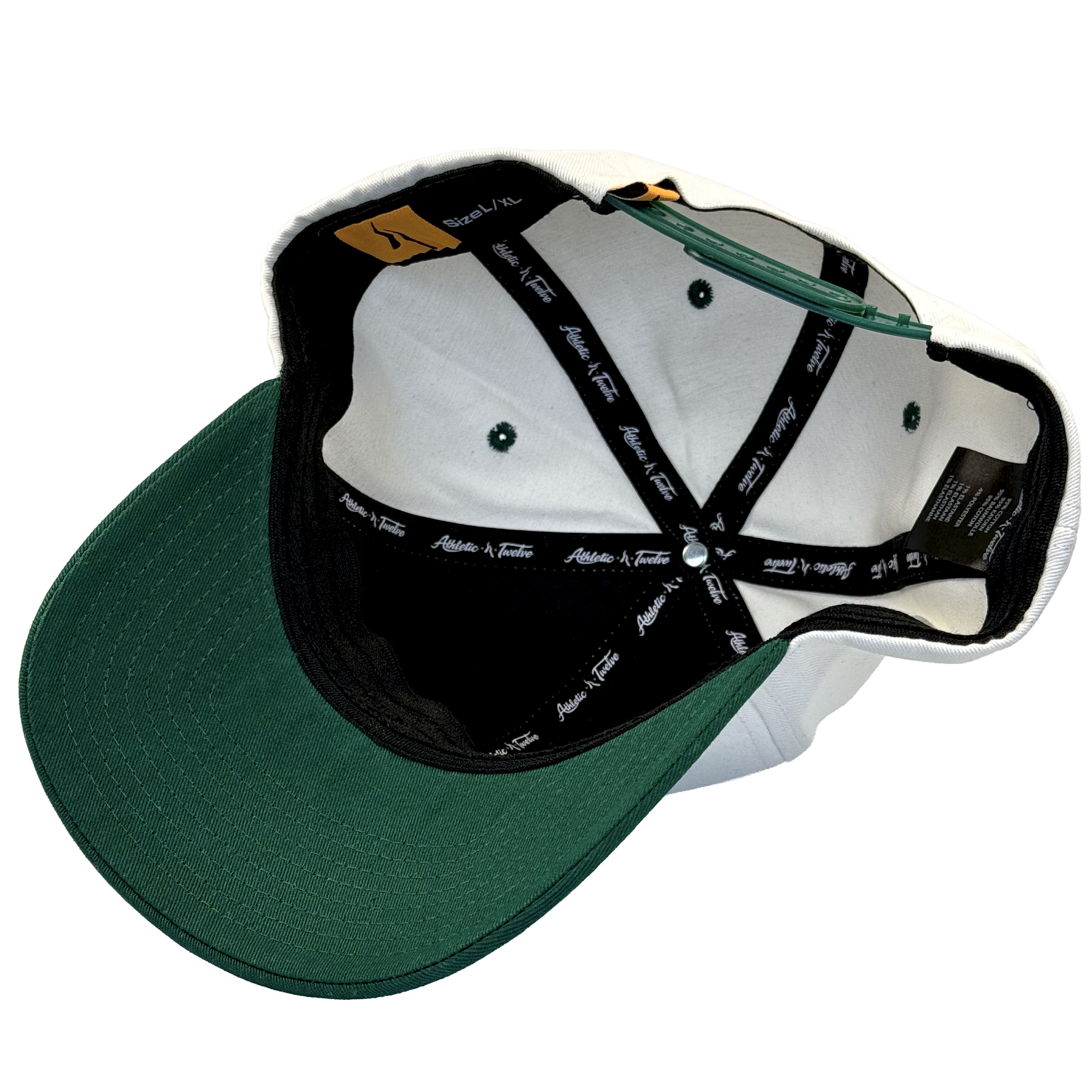 Athletic Twelve baseball cap · Off-white & green